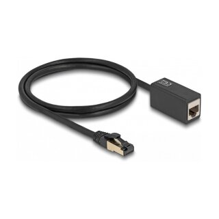 Delock Netzwerk Verlängerungskabel RJ45 Stecker zu RJ45 Buchse Cat.8.1 S/FTP 1 m schwarz