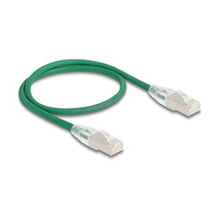 RJ45 Netzwerkkabel Cat.6A Stecker zu Stecker mit gebogener Rastnase U/FTP Slim 0,5 m grün