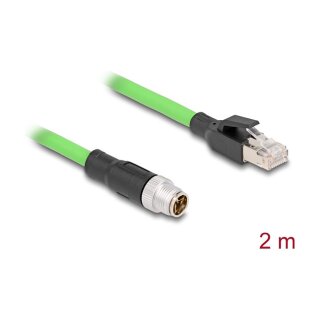 M12 Kabel X-kodiert 8 Pin Stecker zu RJ45 Stecker PUR (TPU) 2 m