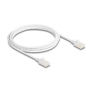 Delock RJ45 Netzwerkkabel Cat.6A Stecker zu Stecker mit robuster Rastnase Industrietauglich U/UTP Slim 2 m weiß