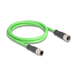 M12 Kabel D-kodiert 4 Pin Stecker zu Buchse PUR (TPU) 1 m