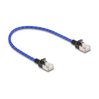 RJ45 Netzwerkkabel mit Geflechtmantel Cat.6A U/FTP Slim 0,3 m blau