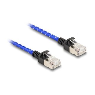 RJ45 Netzwerkkabel mit Geflechtmantel Cat.6A U/FTP Slim 2 m blau