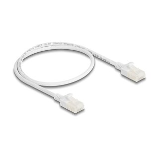 Delock RJ45 Netzwerkkabel Cat.6A Stecker zu Stecker mit robuster Rastnase Industrietauglich U/UTP Slim 0,5 m weiß