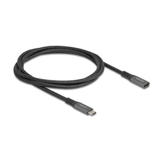 Delock USB 10 Gbps Verlängerungskabel USB Type-C™ Stecker zu Buchse PD 3.0 100 W 1 m grau Metall
