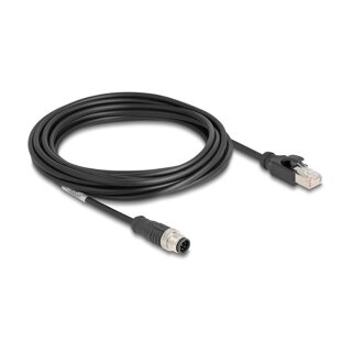 Delock M12 Kabel A-kodiert 8 Pin Stecker zu RJ45 Stecker PVC 5 m