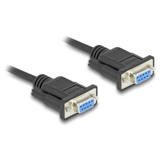 Delock RS-232 Kabel Seriell D-Sub9 Buchse zu Buchse mit schmalem Steckergehäuse 2 m
