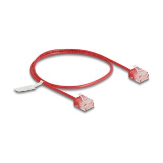 Delock RJ45 Netzwerkkabel Cat.6 UTP Ultra Slim 0,5 m rot mit kurzen Steckern