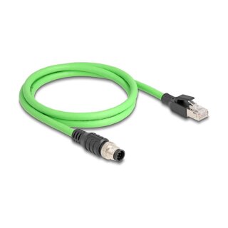 Delock M12 Kabel A-kodiert 8 Pin Stecker zu RJ45 Stecker PUR (TPU) 1 m