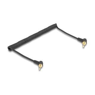 Delock Spiralkabel 3,5 mm 3 Pin Klinkenstecker zu Klinkenstecker gewinkelt mit Schraubadapter zu 6,35 mm 75 cm
