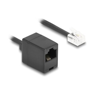 Delock Telefonkabel / Spiralkabel RJ11 Stecker zu RJ45 Buchse schwarz 1 m