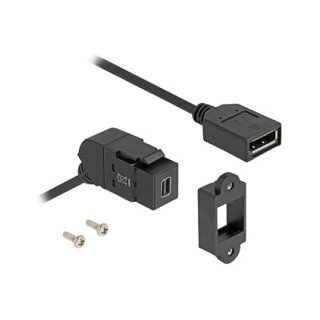 Keystone Modul Mini DisplayPort Einbaubuchse zu DisplayPort Buchse 45° gewinkelt mit 30 cm Kabel 8K 30 Hz schwarz