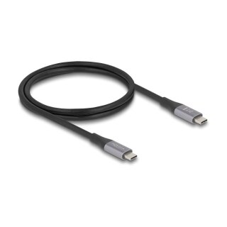 Delock USB 40 Gbps Kabel USB Type-C™ Stecker zu Stecker PD 3.1 240 W E-Marker 1 m grau Metall