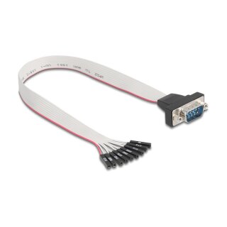 Flachbandkabel RS-232 mit 9 x Pfostenbuchse zu D-Sub 9 Pin Stecker mit Muttern 30 cm