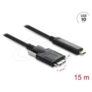 Delock Aktives Optisches Kabel USB 10 Gbps USB Type-C Stecker zu Typ Micro-B Stecker mit Schrauben 15 m