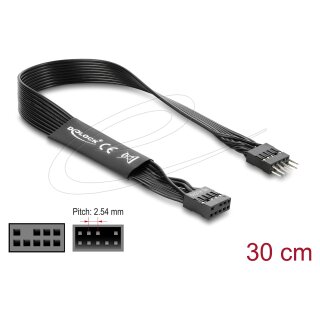 Delock HD Audio Flachbandkabel Mainboard Verlängerungskabel 9 Pin Pfostenstecker zu Pfostenbuchse 30 cm schwarz