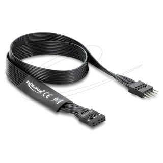 Delock HD Audio Flachbandkabel Mainboard Verlängerungskabel 9 Pin Pfostenstecker zu Pfostenbuchse 50 cm schwarz