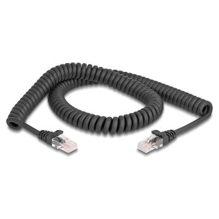 Delock RJ45 Spiralkabel Stecker zu Stecker Cat.5e 2 m schwarz
