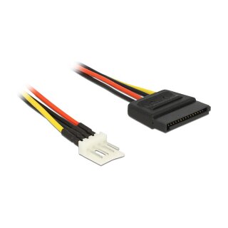 Stromkabel SATA 15 Pin Buchse > 4 Pin Floppy Stecker 60 cm
