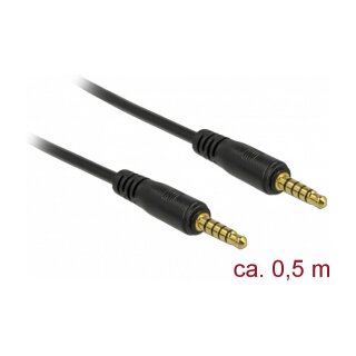 Delock Klinkenkabel 3,5 mm 5 Pin Stecker zu Stecker 0,5 m schwarz