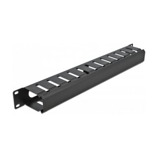 19" Kabelmanagement Rangierpanel mit 2 Öffnungen 1 HE schwarz