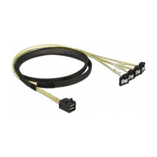 Delock Kabel Mini SAS HD SFF-8643 > 4 x SATA 7 Pin gewinkelt 1 m