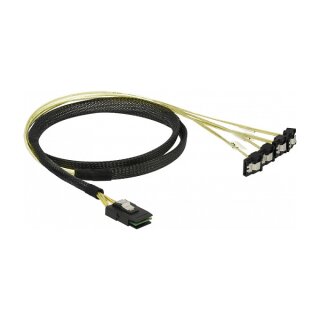 Delock Kabel Mini SAS SFF-8087 > 4 x SATA 7 Pin gewinkelt 1 m