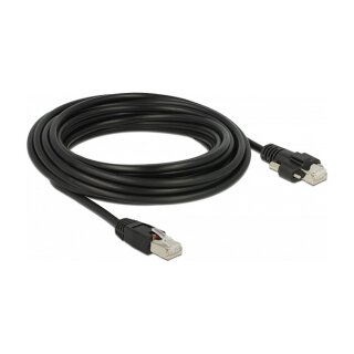 Delock GigE Kamera Kabel RJ45 Stecker zu RJ45 Stecker mit Schrauben Cat.6 S/FTP 5 m