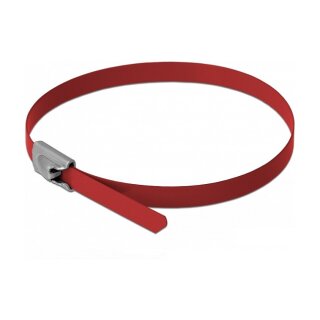 Delock Edelstahlkabelbinder L 200 x B 4,6 mm rot 10 Stück