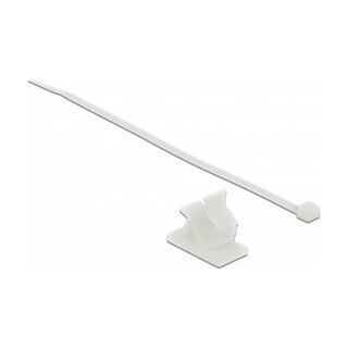 Delock Kabelklemme 37 x 18 mm mit Kabelbinder L 300 x B 4,8 mm weiß