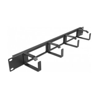 19" Kabelmanagement Rangierpanel mit 3 Öffnungen und 4 Bügeln 1 HE schwarz
