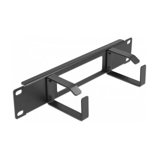 10" Kabelmanagement Rangierpanel mit Öffnung und 2 Bügeln 1 HE schwarz