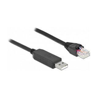 Delock Serielles Anschlusskabel mit FTDI Chipsatz, USB 2.0 Typ-A Stecker zu RS-232 RJ45 Stecker 2 m schwarz