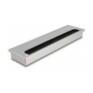 Kabeldurchführung für Tischeinbau mit Bürste 300 x 80 x 28 mm silber