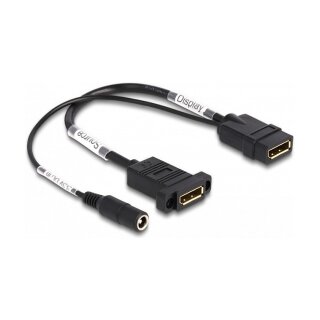 Delock DisplayPort Kabel 4K 60 Hz mit DC Einspeisung 2,1 x 5,5 mm 0,30 m zum Einbau