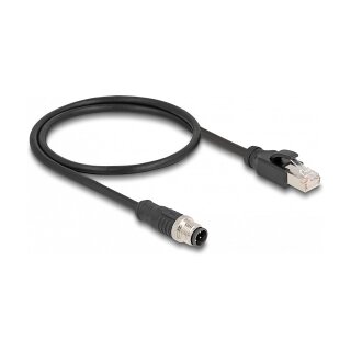 Delock M12 Adapterkabel D-kodiert 4 Pin Stecker zu RJ45 Stecker 50 cm