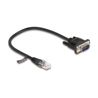 Delock Kabel RJ45 Stecker zu Seriell RS-232 D-Sub 9 Stecker 30 cm schwarz