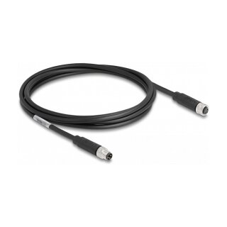Delock M8 A-kodiert 3 Pin Kabel Stecker zu Buchse PUR (TPU) 2 m