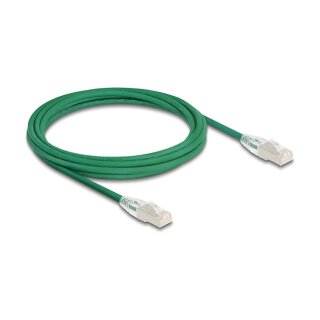 RJ45 Netzwerkkabel Cat.6A Stecker zu Stecker mit gebogener Rastnase U/FTP Slim 3 m grün