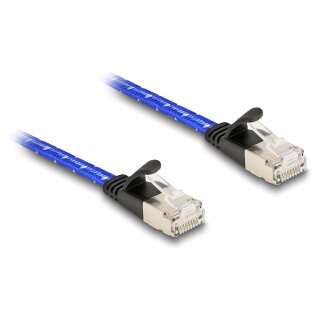 RJ45 Flachband Netzwerkkabel mit Geflechtmantel Cat.6A U/FTP 5 m blau
