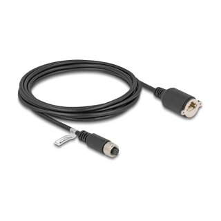 Delock M12 Kabel A-kodiert 8 Pin Buchse zu RJ45 Buchse zum Einbau Cat.5e FTP 3 m schwarz