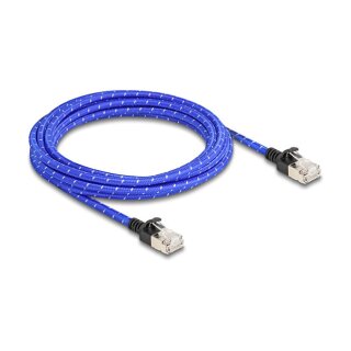 RJ45 Netzwerkkabel mit Geflechtmantel Cat.6A U/FTP Slim 3 m blau