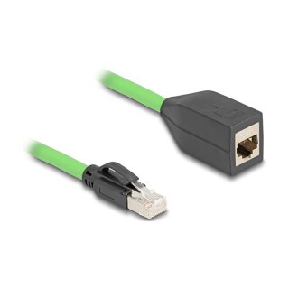 RJ45 Netzwerk Verlängerungskabel Cat.6A Stecker zu Buchse SF/UTP schleppkettentauglich PUR (TPU) 1 m grün