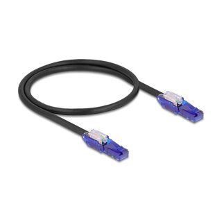 RJ45 Netzwerkkabel Cat.6 UTP mit 180° winkelbaren Steckern schwarz 0,5 m