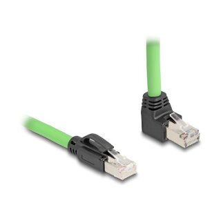 RJ45 Netzwerkkabel Cat.6A Stecker zu Stecker oben gewinkelt SF/UTP schleppkettentauglich PUR (TPU) 5 m grün