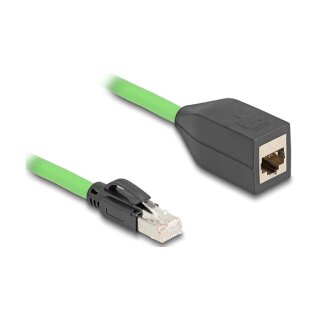 Delock RJ45 Netzwerk Verlängerungskabel Cat.6A Stecker zu Buchse SF/UTP schleppkettentauglich PUR (TPU) 5 m grün