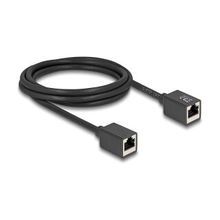 Delock Netzwerk Verlängerungskabel Kupplung RJ45 Buchse zu RJ45 Buchse Cat.6A S/FTP 2 m schwarz