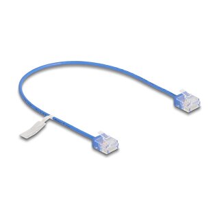 Delock RJ45 Netzwerkkabel Cat.6 UTP Ultra Slim 0,3 m blau mit kurzen Steckern