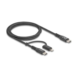 Delock USB Kabel 2 in 1 USB Type-C™ zu USB Type-C™ / Lightning™ für iPhone™ und iPad™ 1 m MFi 60 W