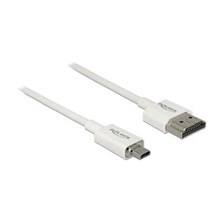 Delock Kabel High Speed HDMI mit Ethernet - HDMI-A Stecker > HDMI Micro-D Stecker 3D 4K 1 m Slim High Quality